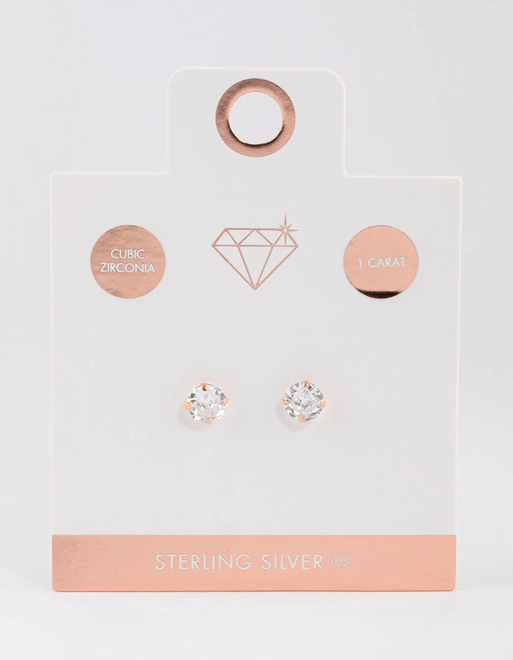 Rose Gold Plated Sterling Silver Cubic Zirconia Stud Earrings