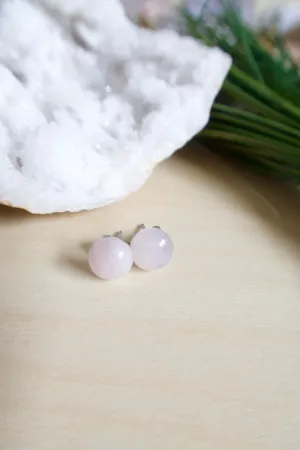 Rose Quartz Stud Earrings on Surgical Steel posts