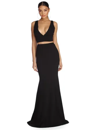 Roxanna Formal Lattice Charming Two Piece Dress