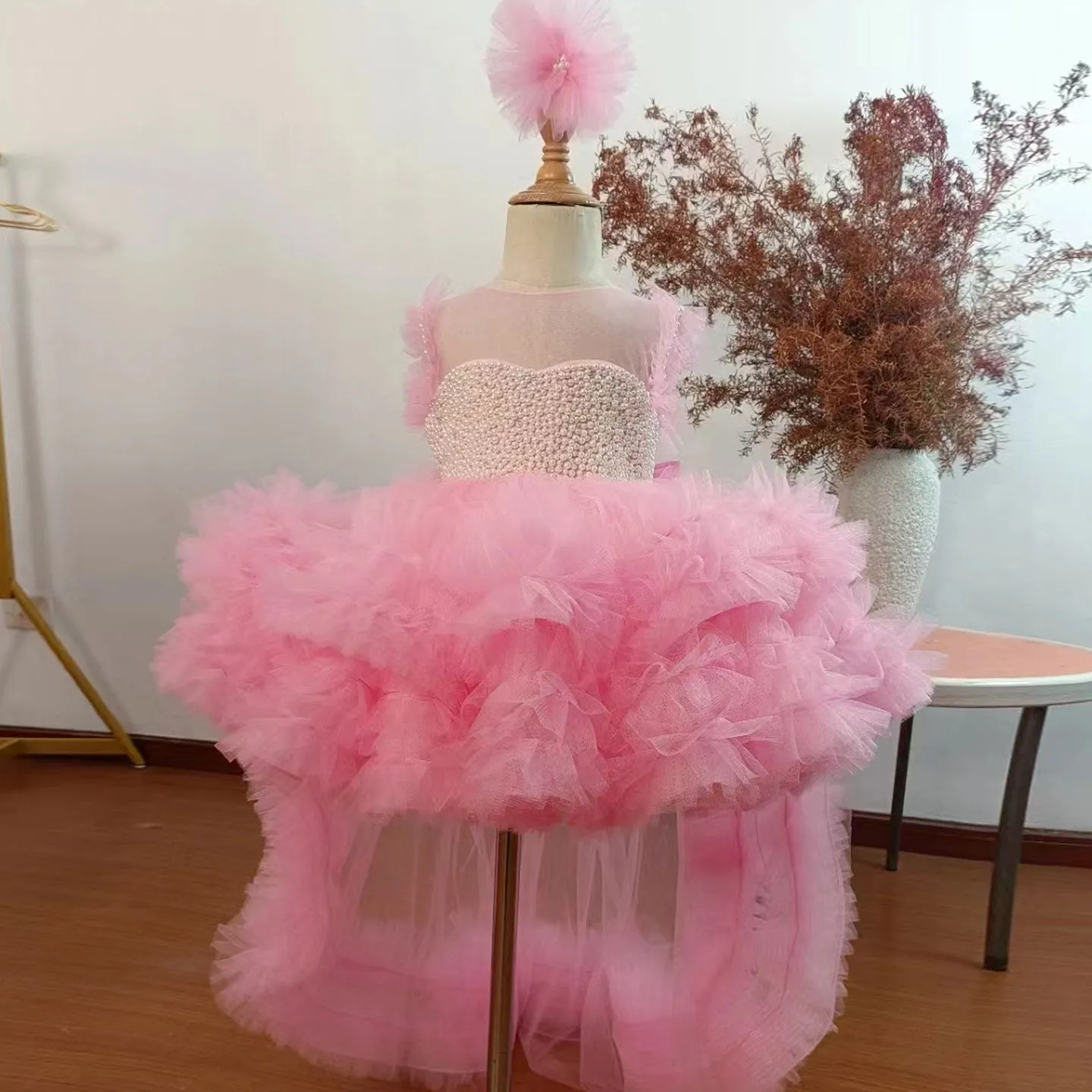 Roycebridal Elegant Green Pearls Flower Girl Dress Princess Baby Kids Wedding Birthday First Communion Party Gown 2025 J301