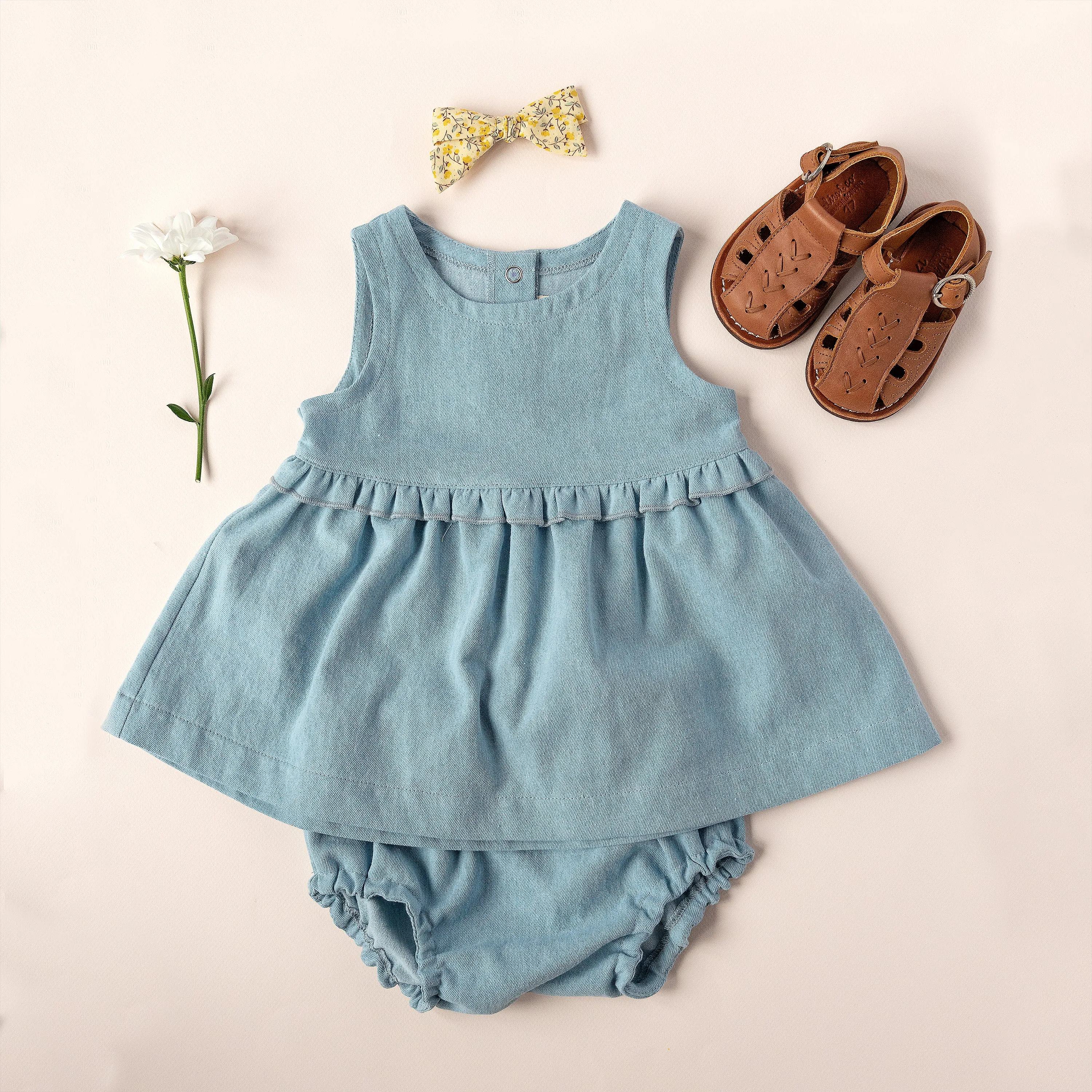 Ruffle Dress - Indigo Wash