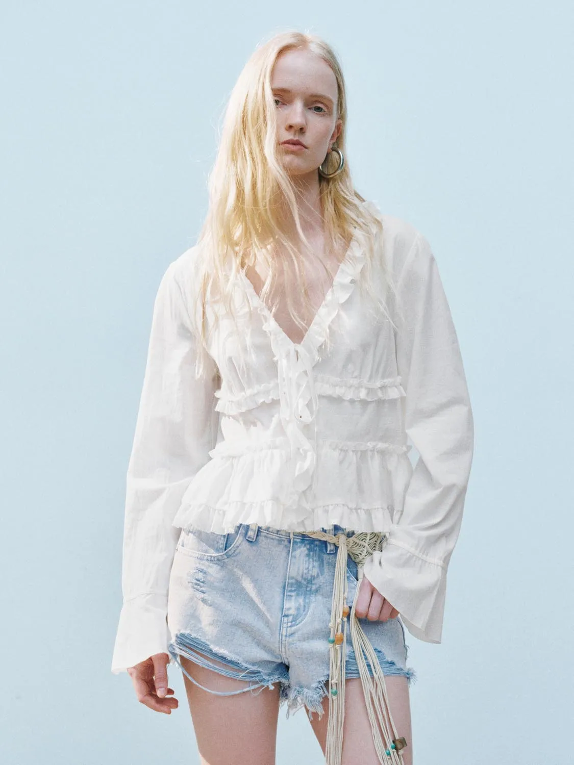 Ruffle Hem Blouses
