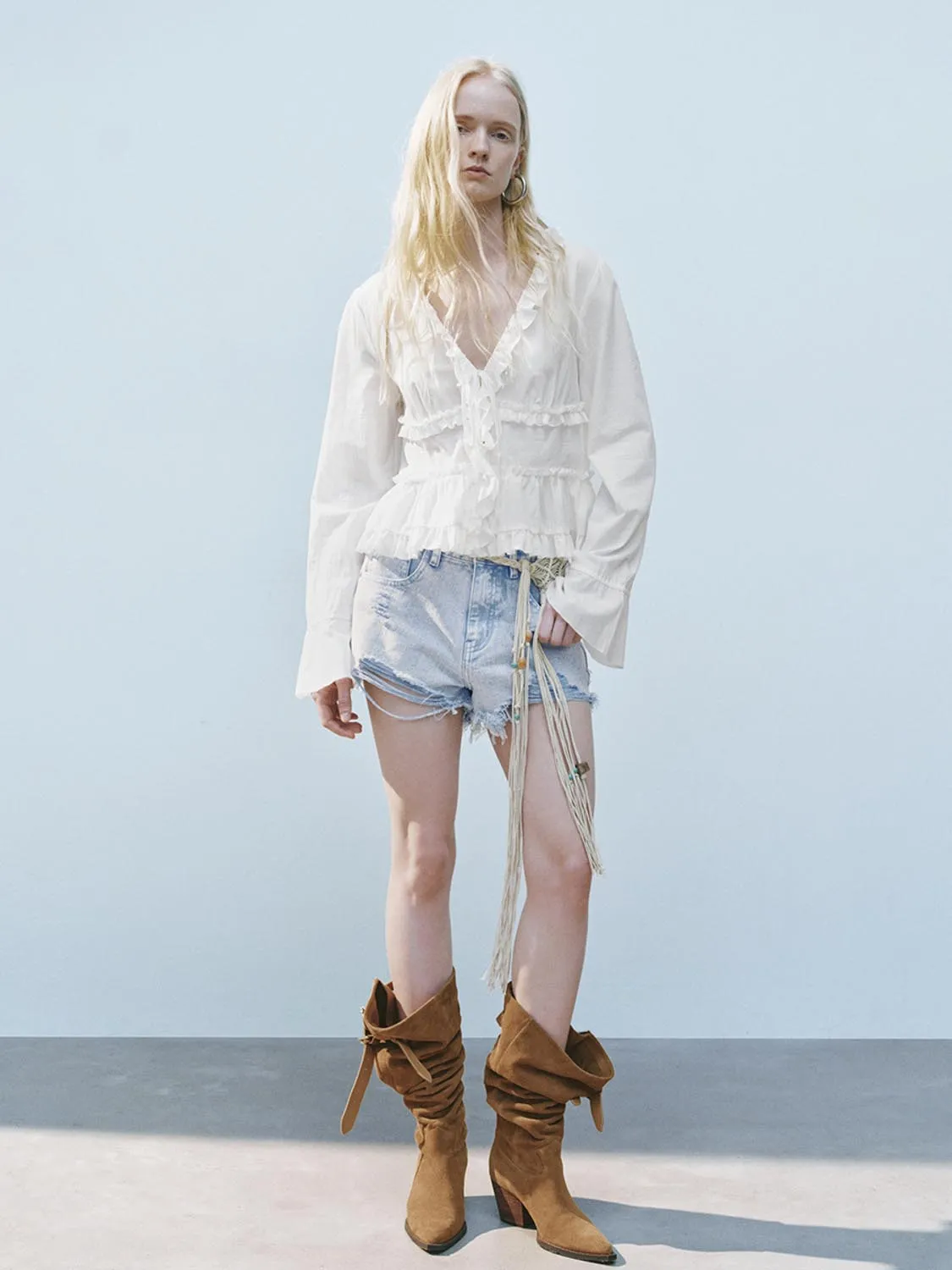 Ruffle Hem Blouses
