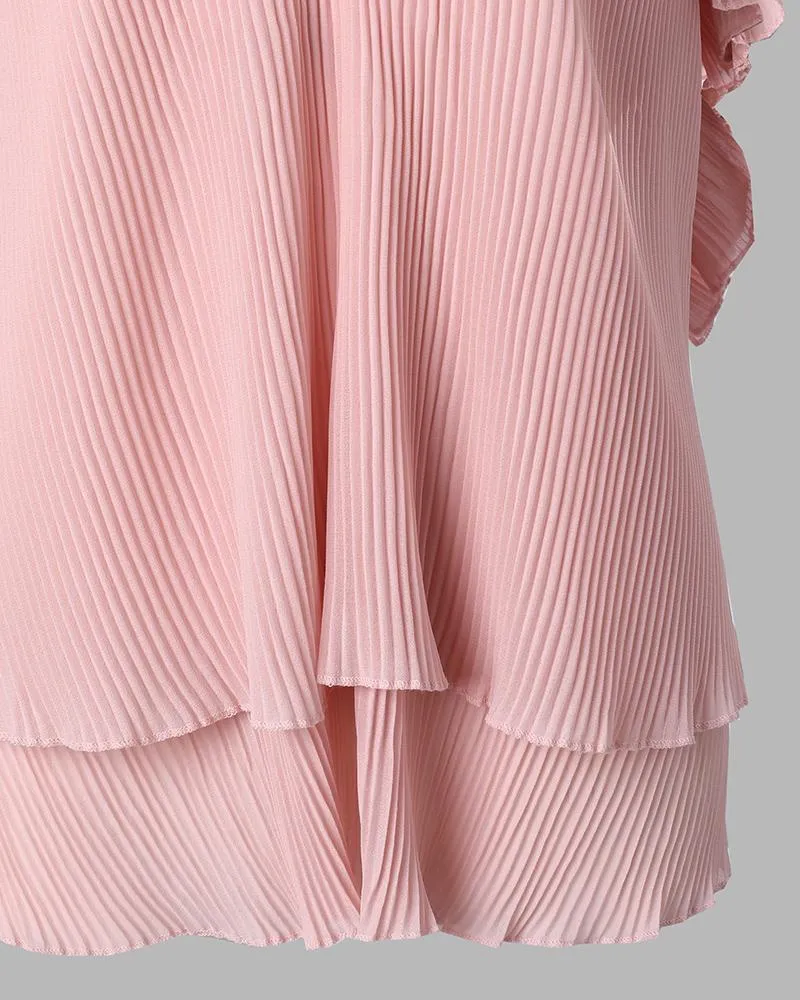 Ruffle Hem V Neck Flowy Top