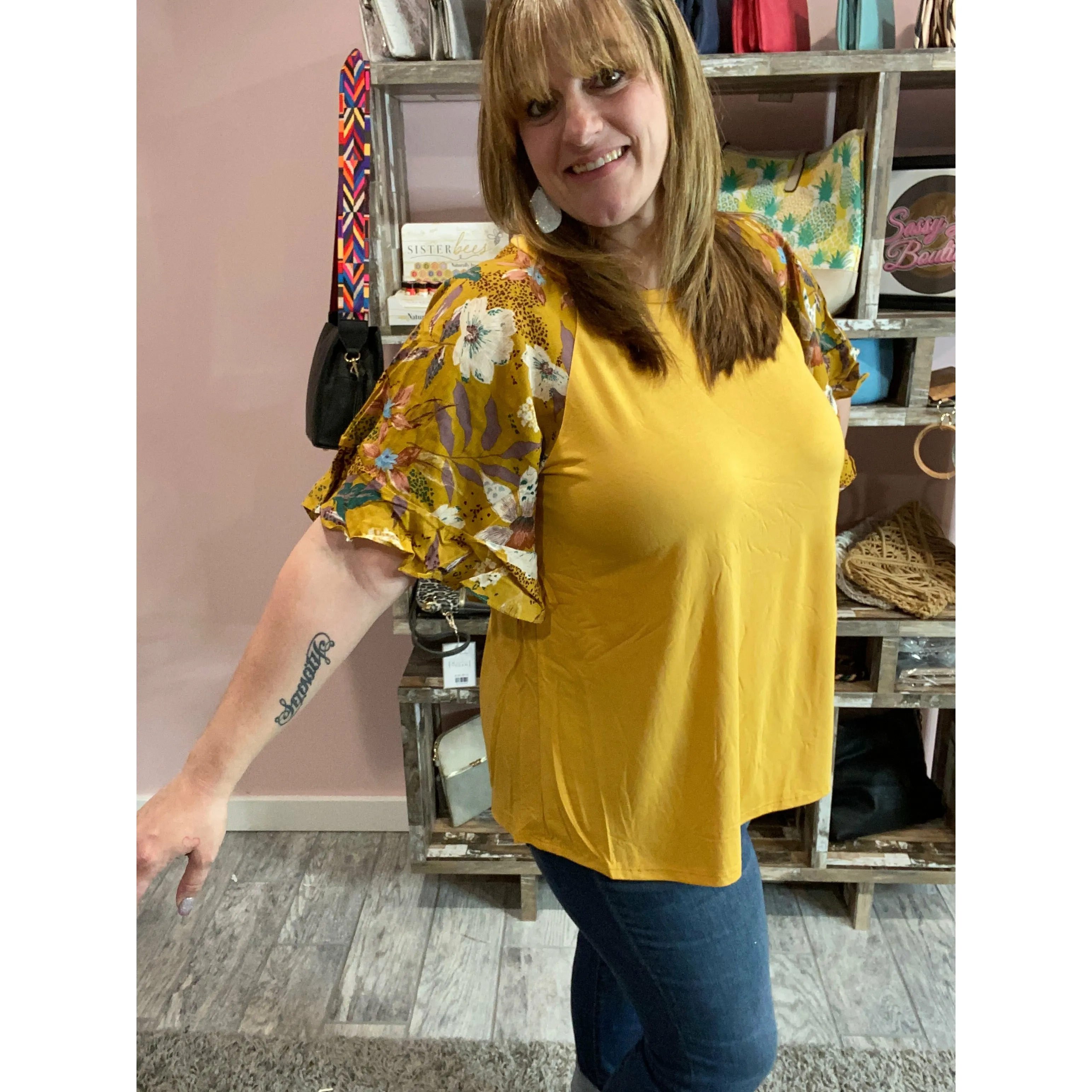 Ruffle Sleeve Floral Top