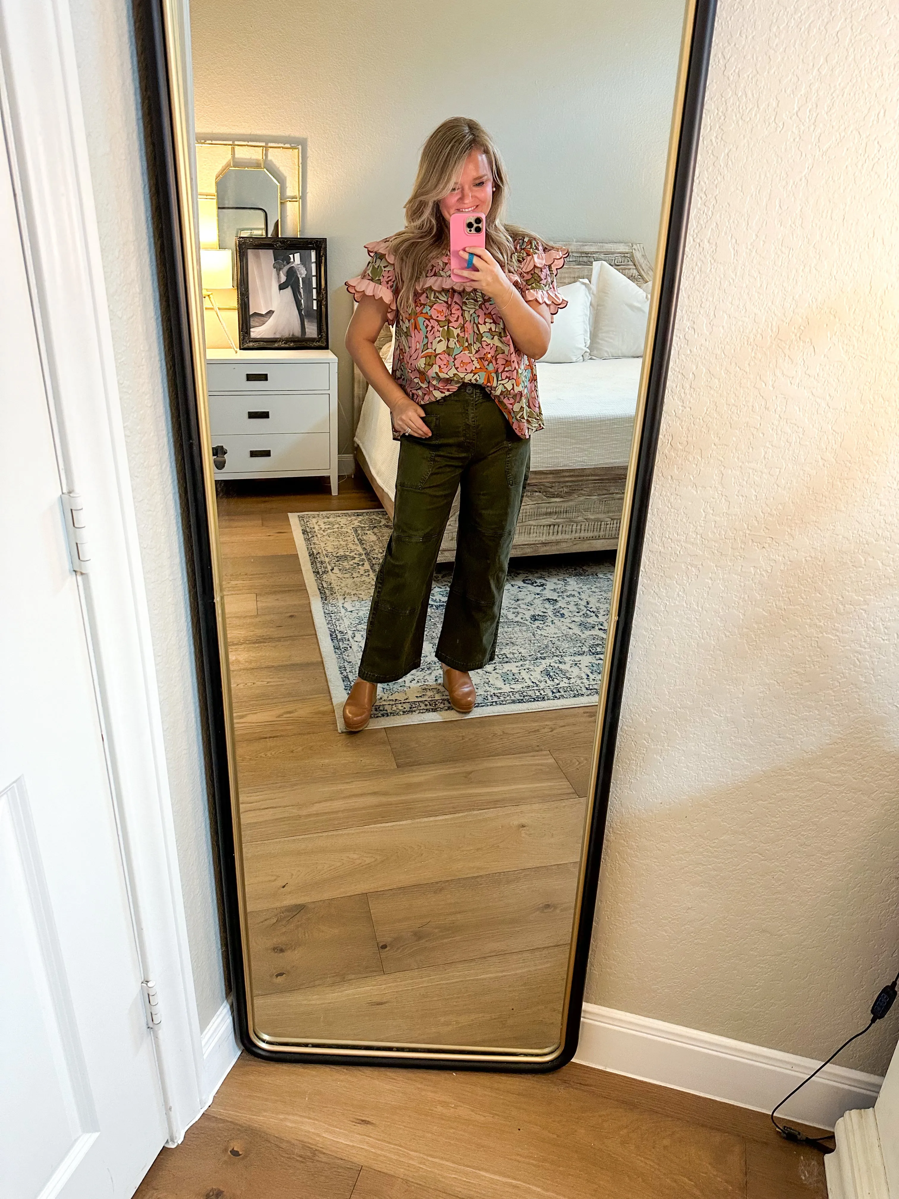 Rust & Pink Scallop Blouse