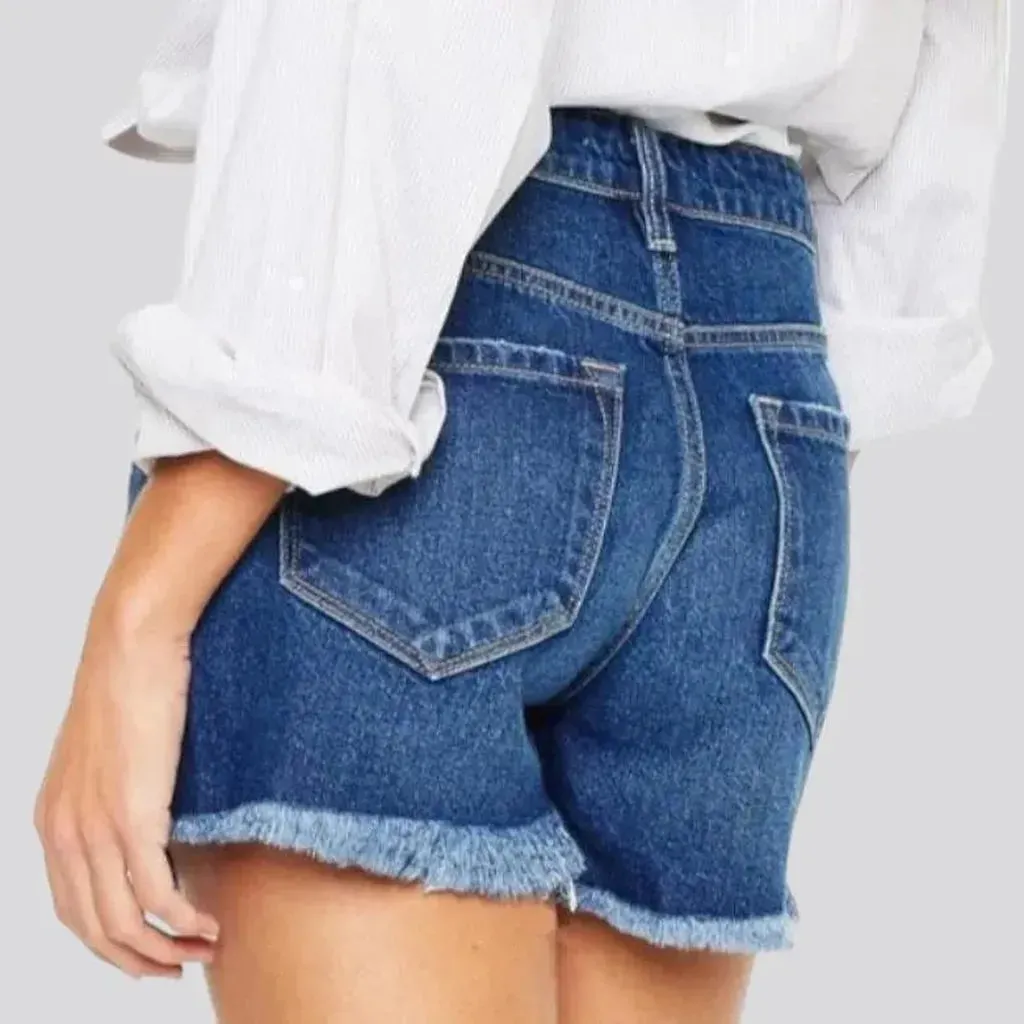 Sanded grunge denim shorts
 for women