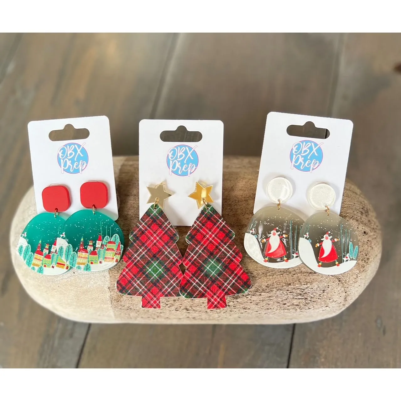 Santa Acrylic Drop Earrings.