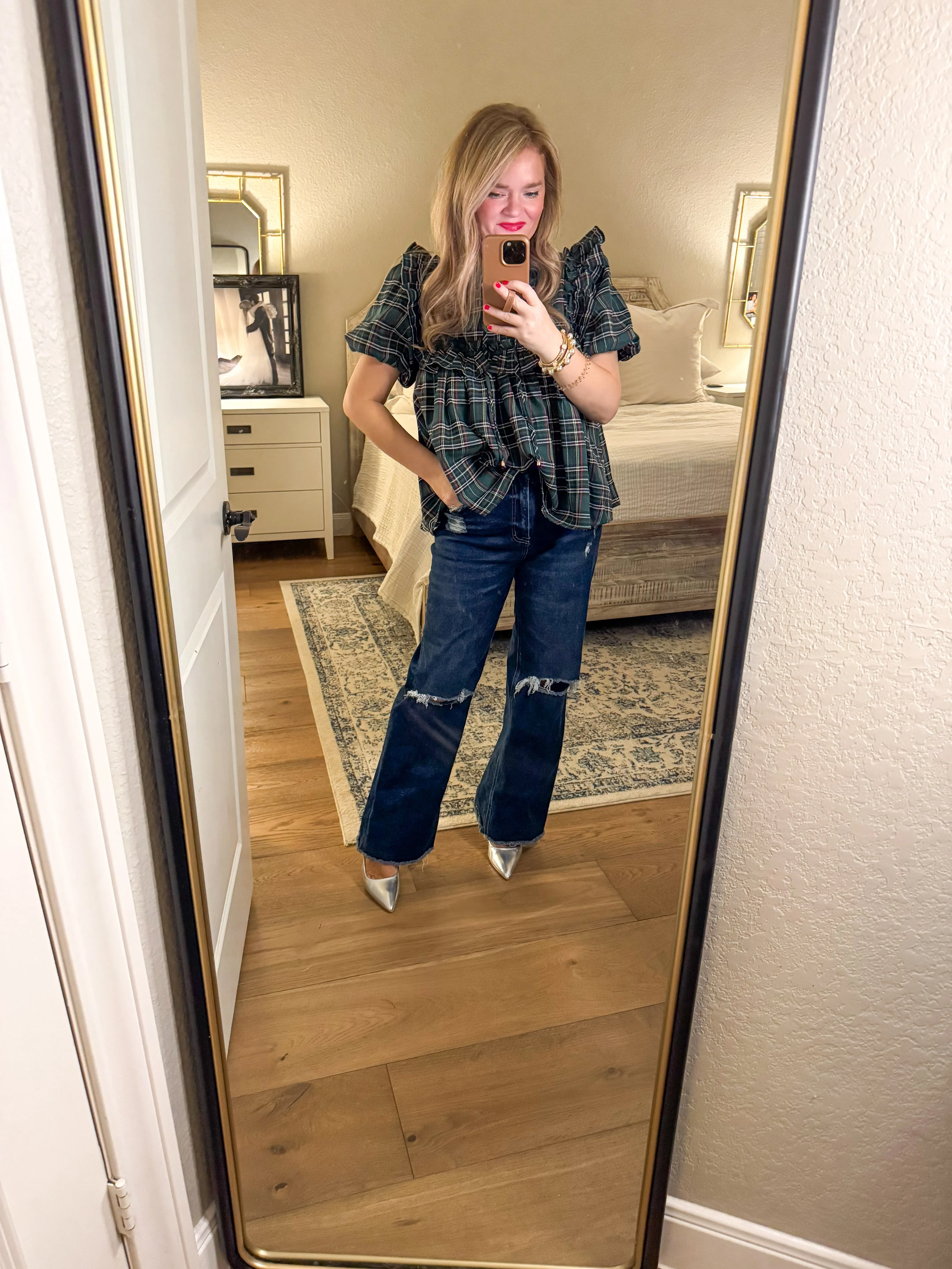 Serena Green Plaid Top