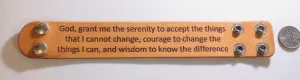 SERENITY PRAYER LASER ENGRAVED LEATHER BRACELET ADJUSTABLE