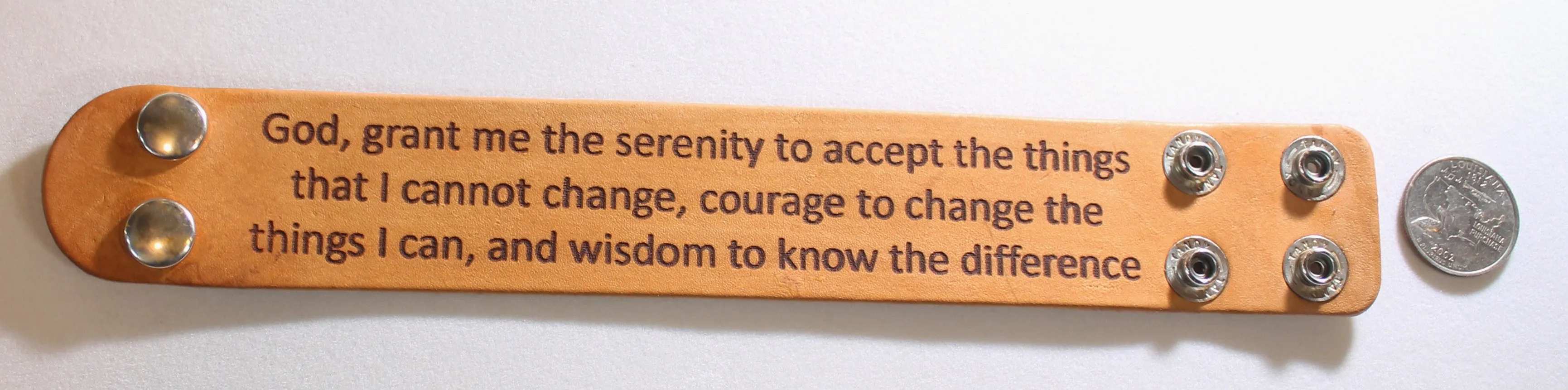 SERENITY PRAYER LASER ENGRAVED LEATHER BRACELET ADJUSTABLE