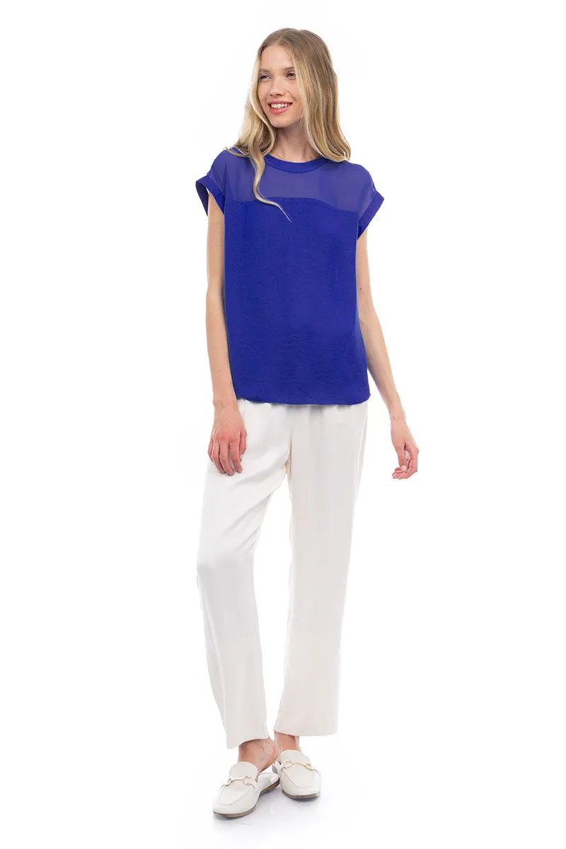 Sheer Contrast Blouse