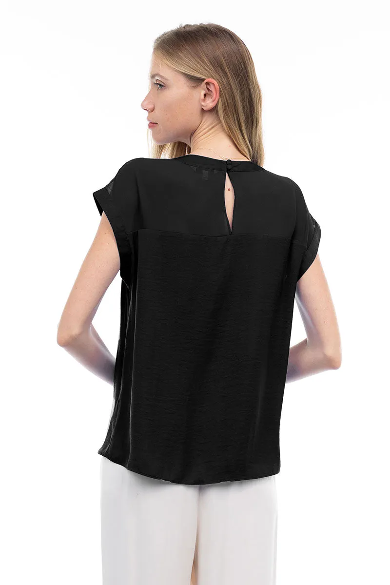 Sheer Contrast Blouse