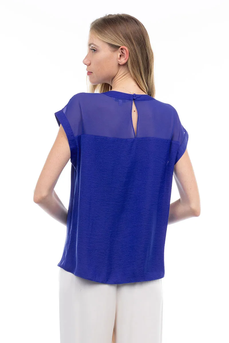 Sheer Contrast Blouse
