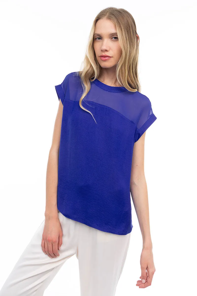 Sheer Contrast Blouse