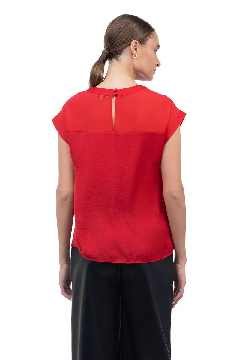 Sheer Contrast Blouse