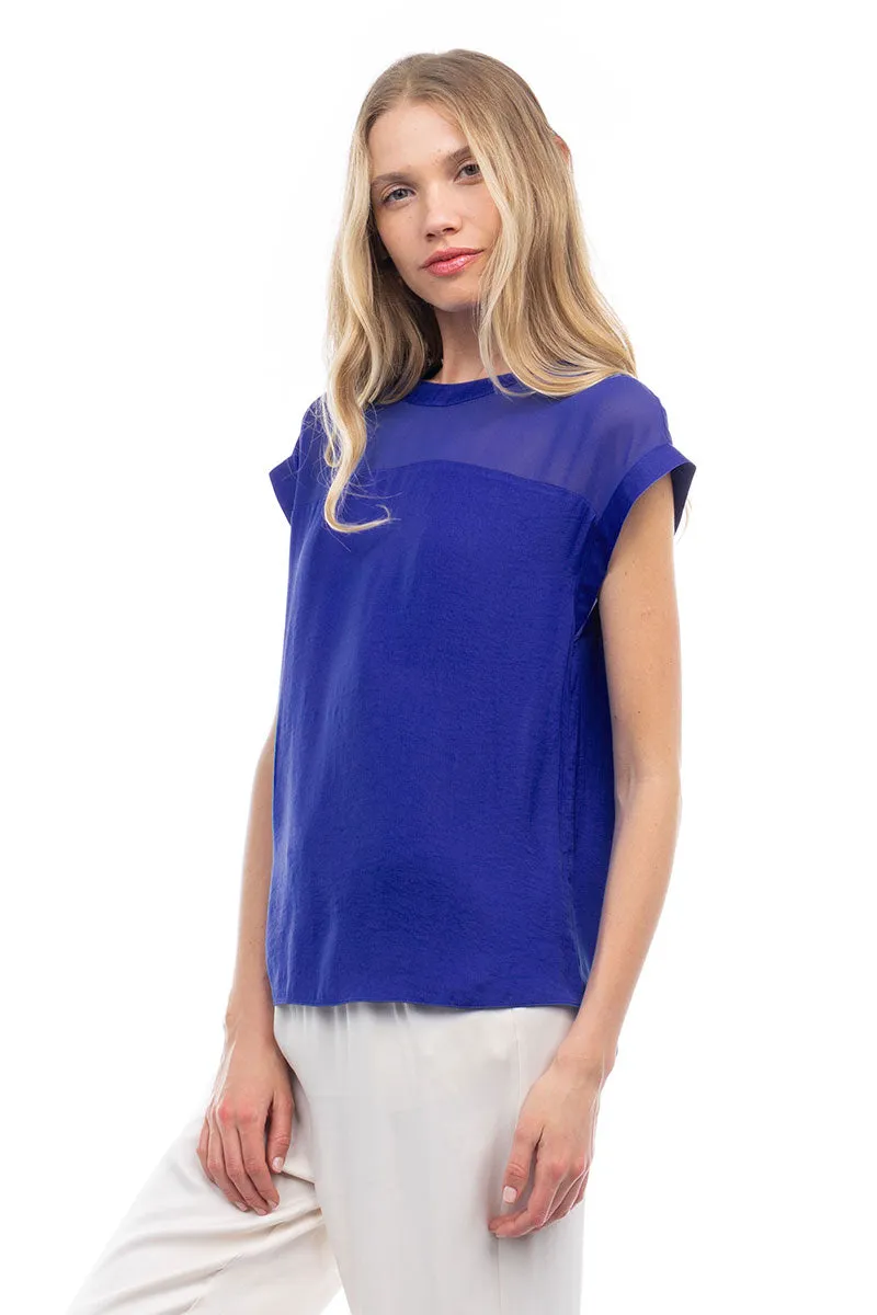 Sheer Contrast Blouse
