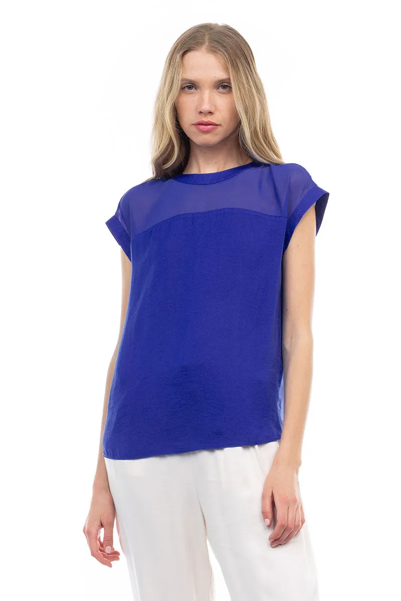 Sheer Contrast Blouse