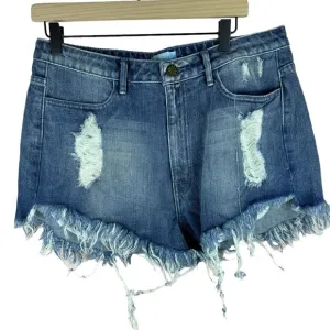 Show me your Mumu Wyoming high waisted surf wash blue denim  jean short 32