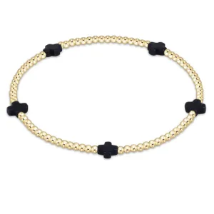 Signature Cross Small Gold Pattern 2mm Bracelet - Navy