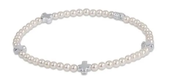 Signature Cross Sterling Pearl Pattern 3mm Bead Bracelet