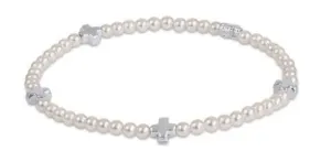 Signature Cross Sterling Pearl Pattern 3mm Bead Bracelet