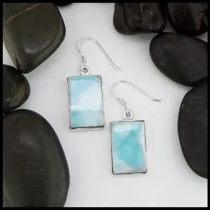 Silver Drop Earrings with Larimar