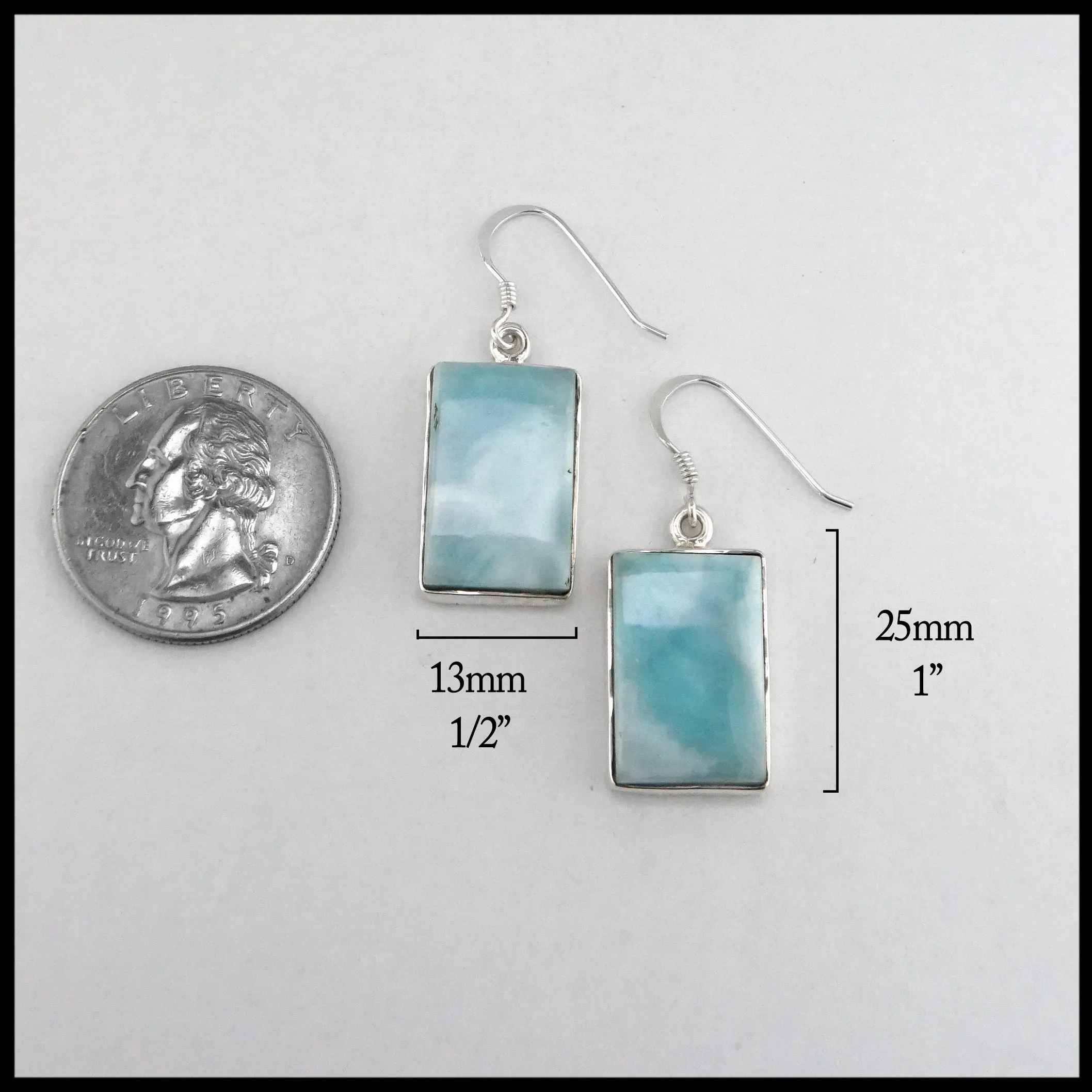 Silver Drop Earrings with Larimar
