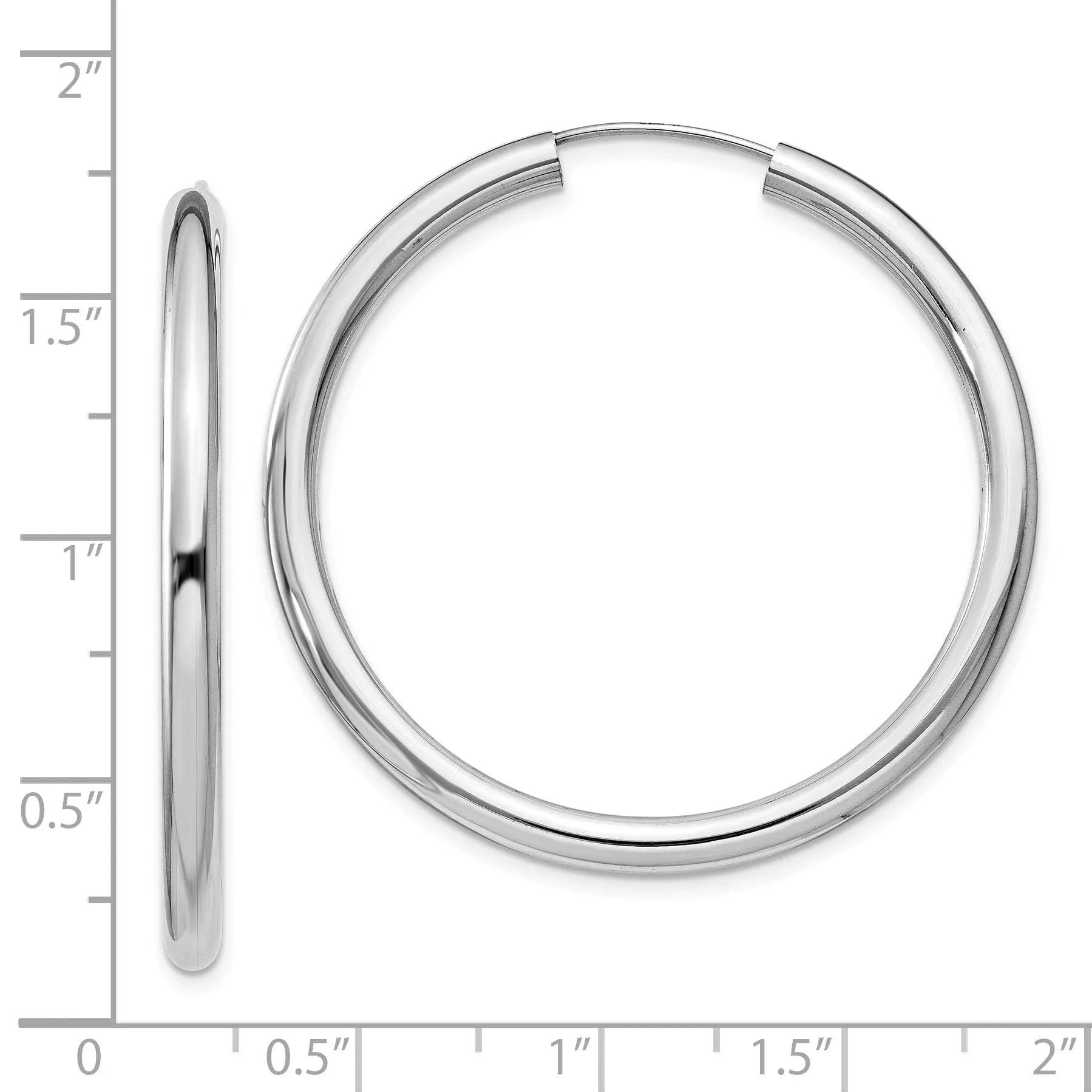 Silver Hollow Endless Tube Hoop Earrings 3mmx40mm