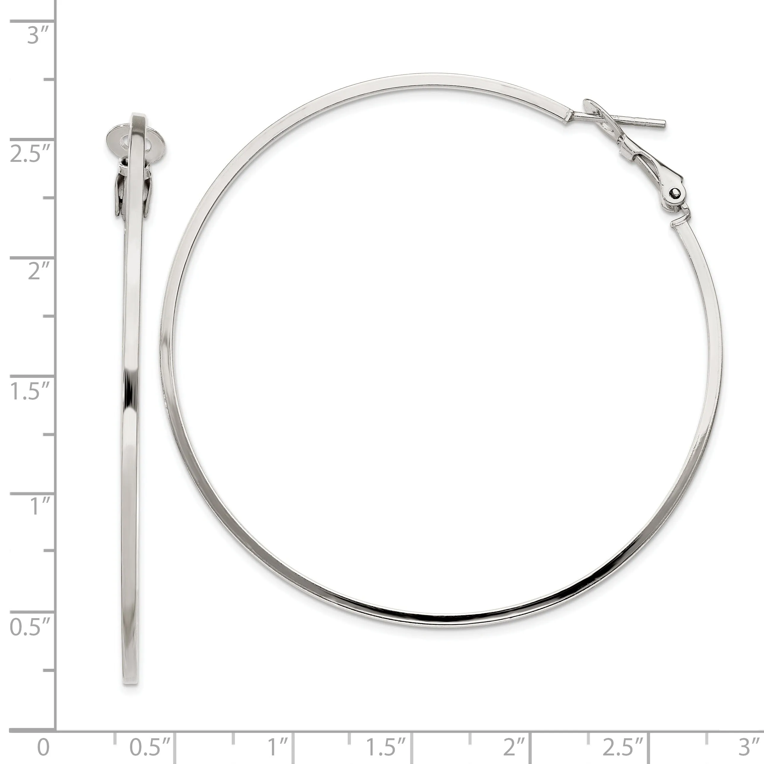 Silver Hollow Omega Clip Back Hoop Earrings
