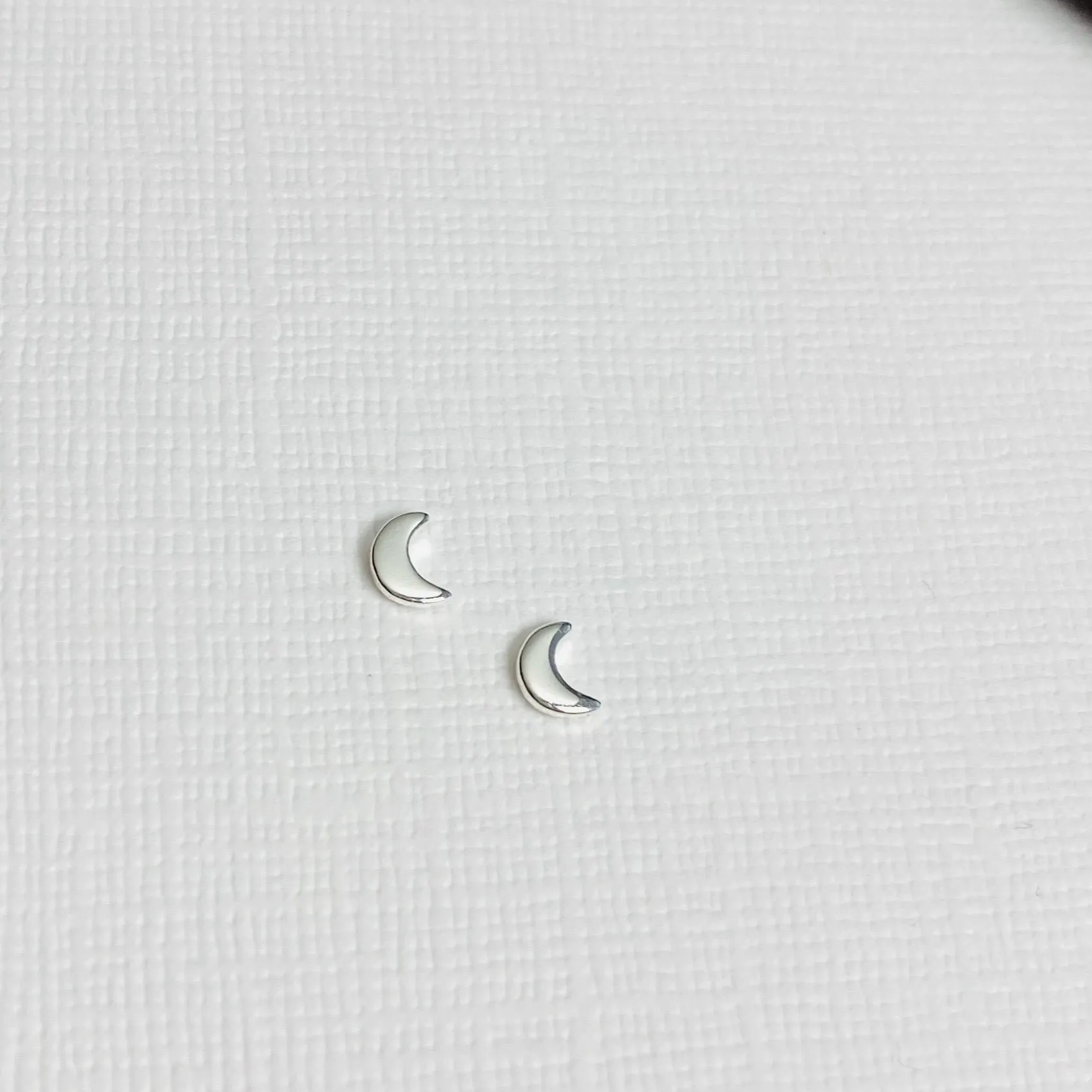 Silver Mini Moon Stud Earrings