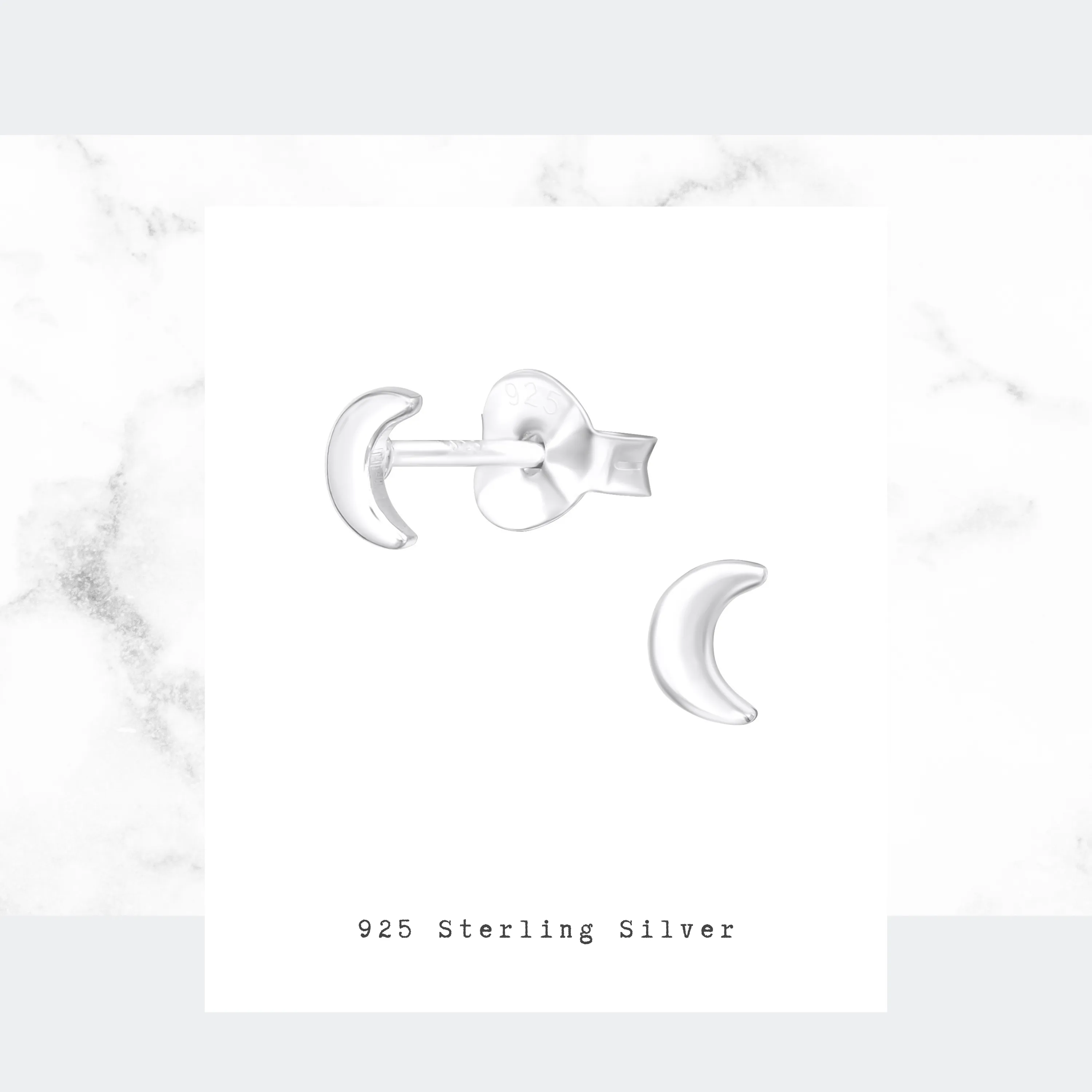 Silver Mini Moon Stud Earrings