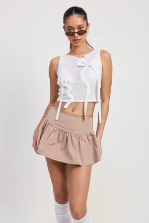 SLEEVELESS SHEER BOW TOP