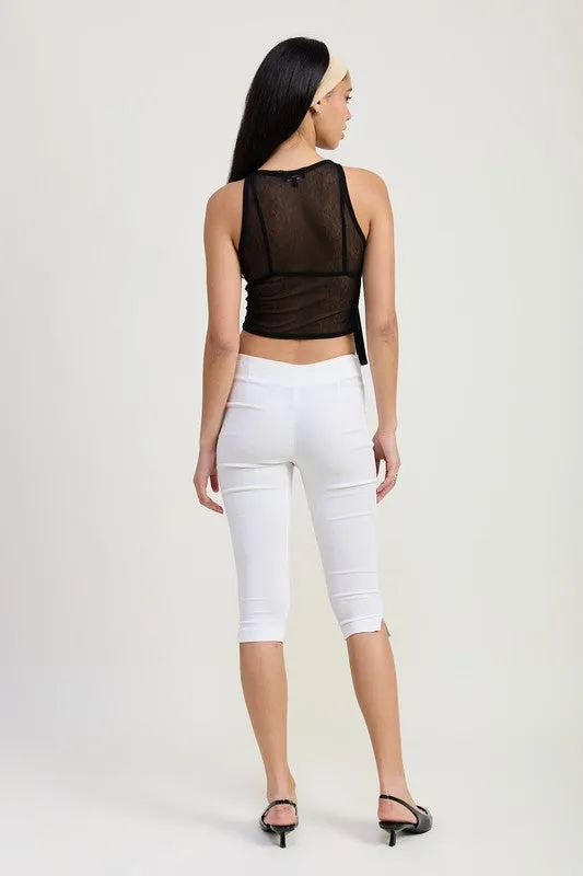 SLEEVELESS SHEER BOW TOP