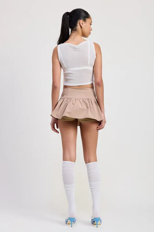 SLEEVELESS SHEER BOW TOP