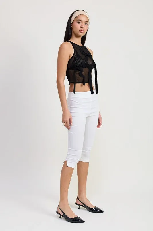 SLEEVELESS SHEER BOW TOP