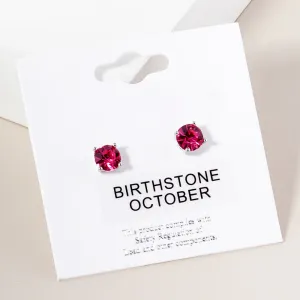 Small Dark Rose Stud Earrings | October Birthstone Earrings | Little Girl Earrings | 615909