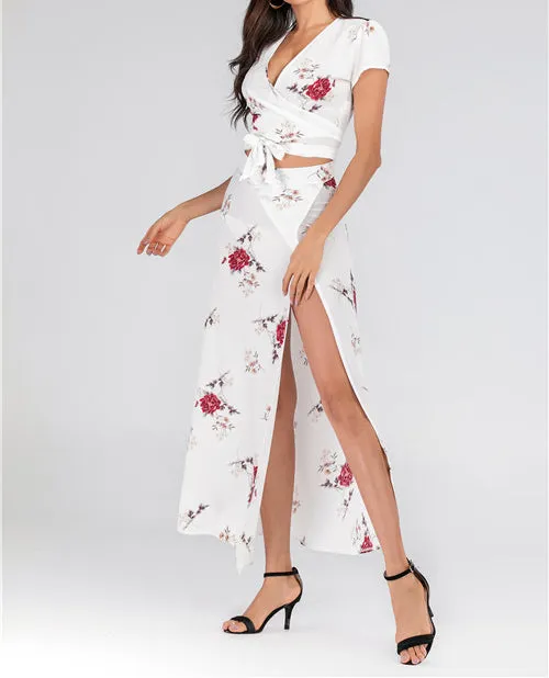 Small Floral Lace Vest Two-piece Dress