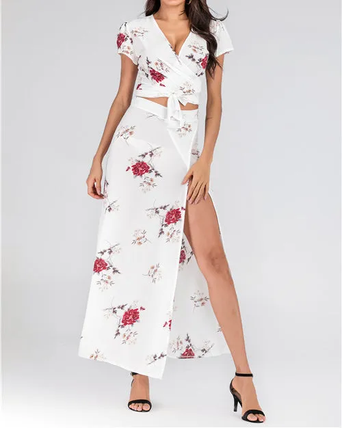 Small Floral Lace Vest Two-piece Dress
