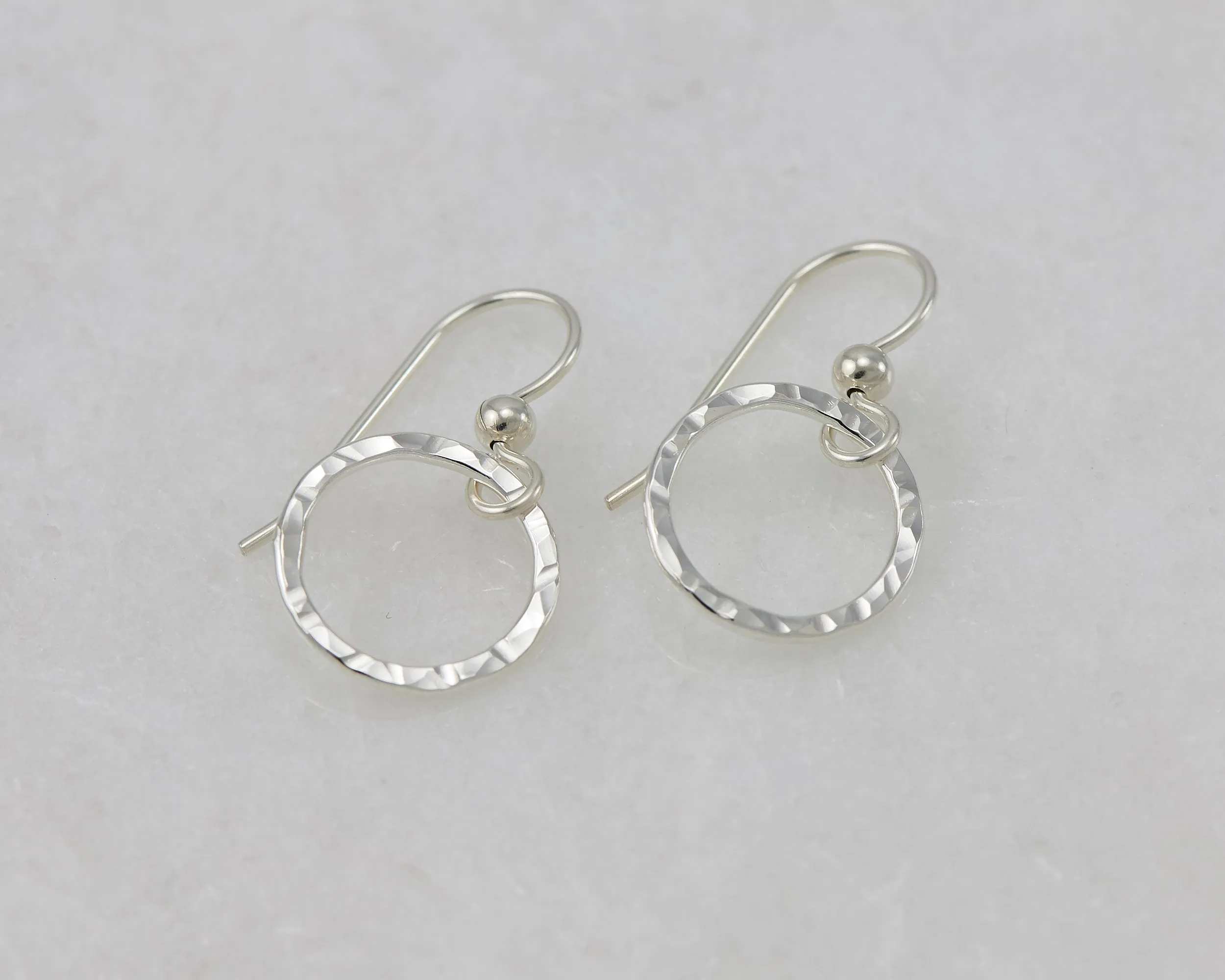 Small Hammered Silver Hoop Earrings