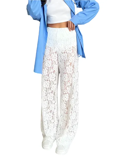 Sophia – Chic High-Waisted Women’s Pants with Lace Detailing