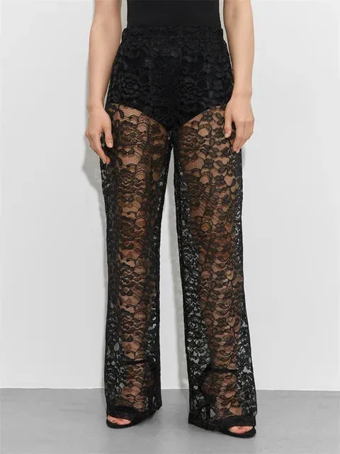 Sophia – Chic High-Waisted Women’s Pants with Lace Detailing
