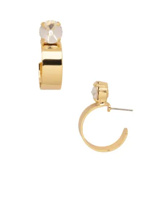 Sorrelli Dani Studded Hoop Earrings - Bright Gold Crystal