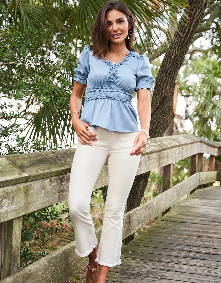 Spartina 449 Ginette Blouse Dusty Turquoise - FINAL SALE