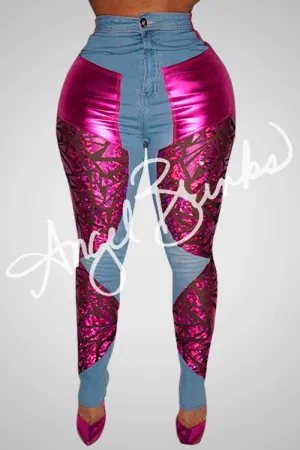 Splashy Jeans (Fuchsia)