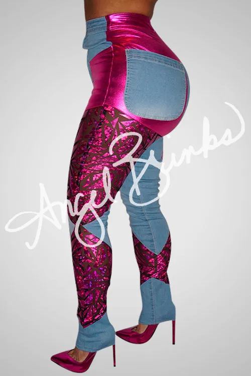 Splashy Jeans (Fuchsia)