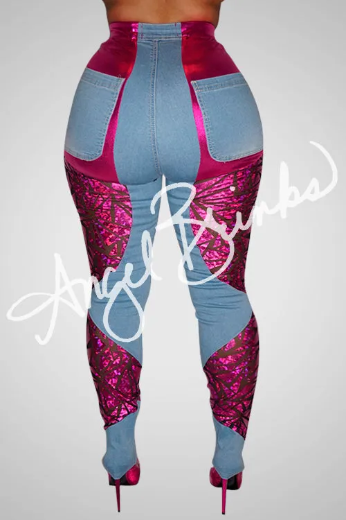 Splashy Jeans (Fuchsia)