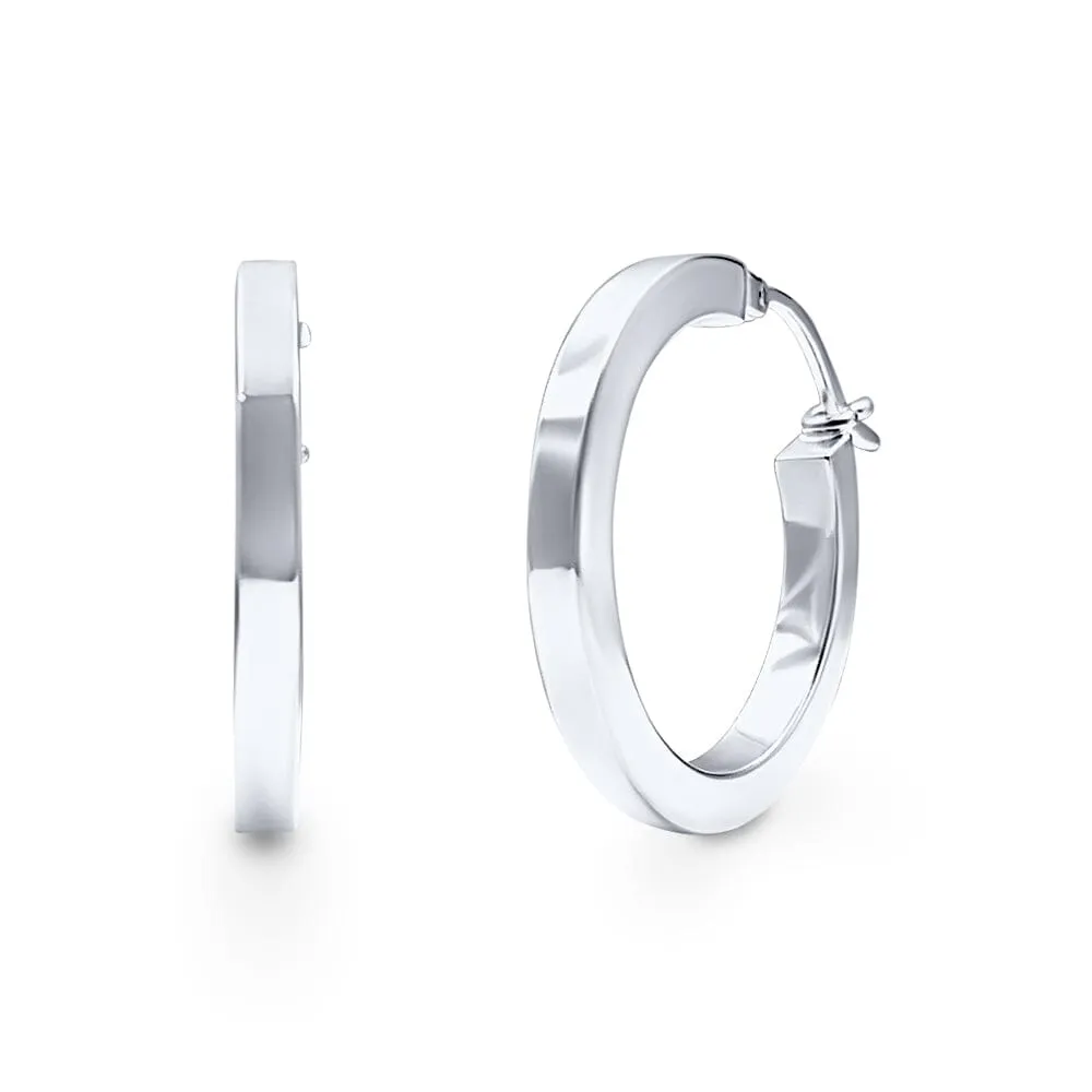 Square Edge Hoop Earrings in Sterling Silver