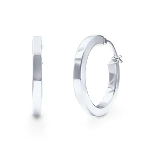 Square Edge Hoop Earrings in Sterling Silver