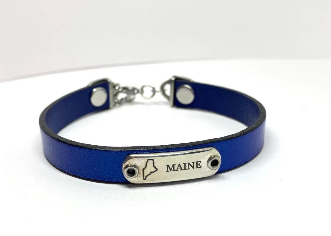 State of Maine Leather Adjustable Bracelet